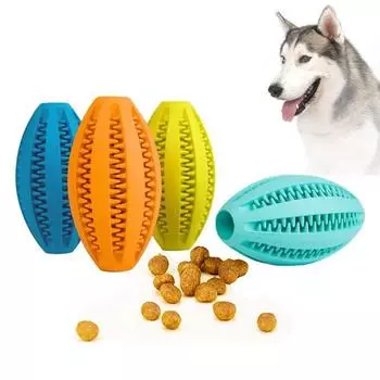 Pet Dog Chew Toys Teeth Cleaning Snack Ball Pet Dog Toy Ball Natural Rubber Super Tough Interactive Bouncy Pet Supplies S зелёный