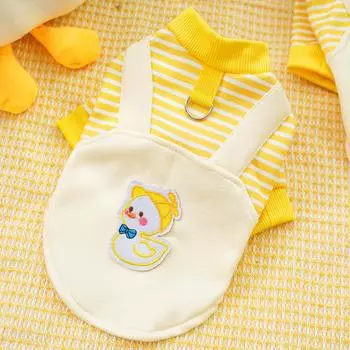 Pet dog dog clothes cat autumn and winter velvet dog sweater striped medium-sized dog corgi fighting can be towed cat supplies XS (Bust 30cm 1-1.5kg Pet)