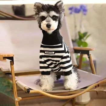 Pet Dog Hoodies Autumn Winter High Collar Fashion Dog Clothes Striped Puppy Costume Chihuahua Bichon Small Dog Warm Coat Apparel XS черный белый