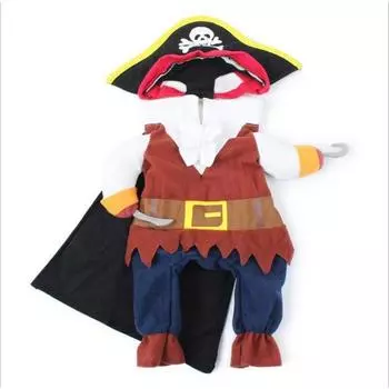 Pet dog pirate transformation suit, universal two-legged pet clothes, strange pet cute pet pirate transformation suit S