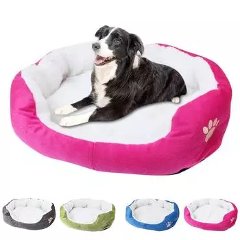 Pet Dog Puppy Cat Fleece Warm Bed House Плюшевый уютный коврик One size синий