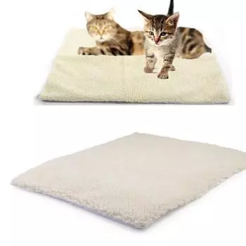 Pet Dog Self Heating Pad Blanket Soft Flannel Dog Mat Winter Warmer Mat for Puppy Kitten Dogs Fluff Sleeping Beds 60x45cm белый
