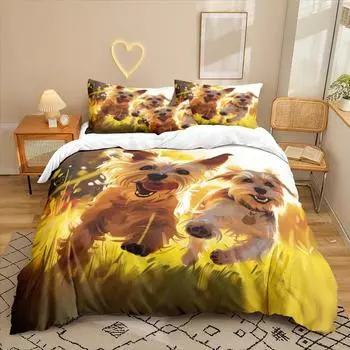 Pet Dog Series 3D Digital Printing Three-Piece Bedding Kit Sheet Quilt Cover 90 * 200 two-piece set
