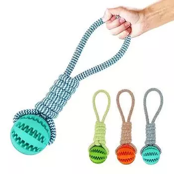 Pet Dog Toys Balls Interactive Treat Rope Rubber Leaking Balls for Small Medium Dogs Chewing Bite Resistant Pet Tooth Cleaning синий