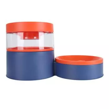 Pet Double Bowl Water Dispenser 1L Neck Protection Anti Tip Cat Dog Food Water Bowl Automatic Water L(for 6.5-9kg) синий