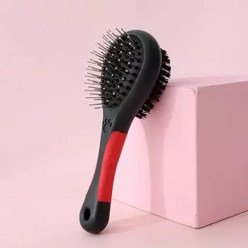 Pet double-sided comb with protective point cat dog cleaning and beauty black handle hot-selling red glue artifact AL-XP0052