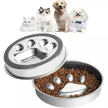 Pet Eating Slow Food Food Stainless Easy to Dog Slow Food Feeding Slow Feeding Slow For Silicone Bottom Bowl, Anti-Quick Tableware, Bowl, Bowl, Steel,