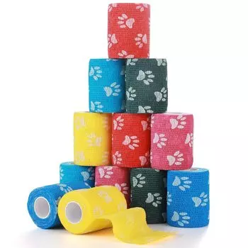 Pet Flex Taping Самоклеящаяся эластичная повязка для домашних животных, собак и кошек, эластичная, дышащая, плотная, 6 рулонов, смешанный нетканый материал, 5 см 4,5 м