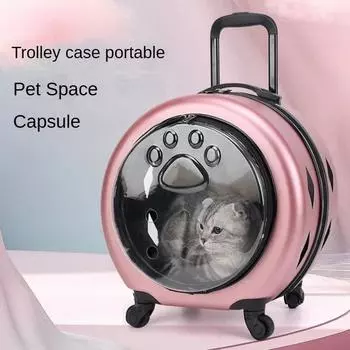 Pet Flight Case Портативная сумка для кошек с колесиками для перевозки животных Сумка-тележка для кошек Сумка для собак и кошек Сумка для переноски на открытом воздухе Путешествия Кемпинг серый