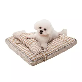 Pet Fluffy Square All Pet Pet Includes Pet Bed with Removable Pillow Bed, Bed, Dog, Cat, Shape, Pet, Seasons, Sofa, Cushion, Pillow, (M, Beige) бежевый