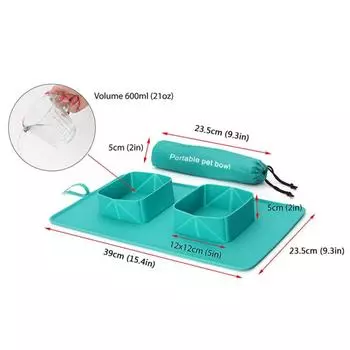 Pet Folding Bowl Portable Cat Bowl Dog Outdoor Feeding Water Dual Folding Silicone Bowl Dog Bowl Pet Slow Food Bowl 600ml серый