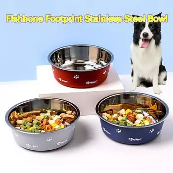 Pet Food Bowl Stainless Steel Pet Bowl New Double Thickened Floor Suction Dog Bowl Scandinavian Style Non-Slip Pet Bowl