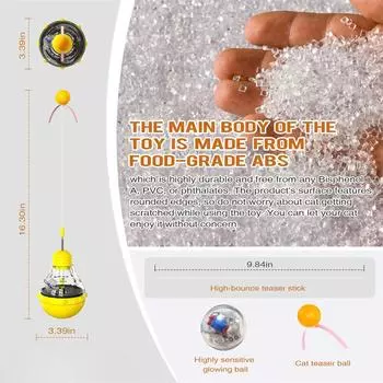 Pet Food Dispenser Light Bulb Wobbly Toy Cat Toy Multi-functional Luminous Pet Cat Toy Bite Resistant Puzzle Dog Training Toy жёлтый