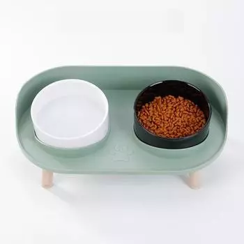 Pet Food Feeders Cat Double Bowls Feeder Adjustable Height Cats Dogs Drinker Water Bowl Dish Elevated Feeding Kitten Supplies