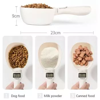Pet Food Scale Electronic Measuring Tool The New Dog Cat Feeding Bowl Measuring Spoon Kitchen Scale Digital Display 250ml белый