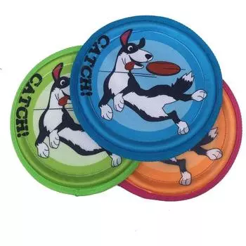 Pet Frisbee Interactive Training Bite-Resistant Dog Frisbee Dog Frisbee Toy Fabric Frisbee Pet Supplies Dog Frisbee Pattern Random Blue