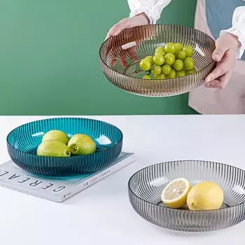 Pet Fruit Plate Snack Plate, Chinese Daily Food Kitchen Fruit Plate, Household Three-Color Simple Fruit Snack Plate