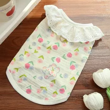 Pet full cotton yarn breathable thin dog cat pet cat clothes dog supplies home air conditioner clothes can be pulled outside XS (bust 30cm 1-1.5kg pet)