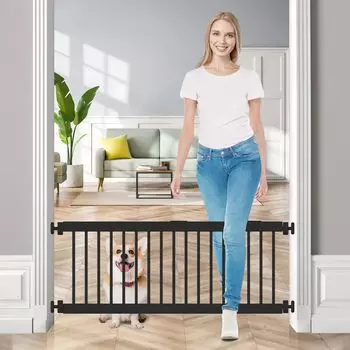 Pet Gate Dog Fldofaves Низкий тип собачьих ворот Pet Fence Dog Gate Собачьи ворота для маленьких собак Средние собаки В помещении Ширина Высота 60 см Черный 45 см-115 см