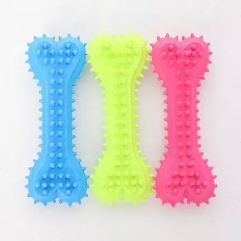 Pet gnawing toy dog TPR pet grinding teeth piercing bones to relieve boredom, bite-resistant sounding products dog toys vinyl sounding flat molar bone -11cm