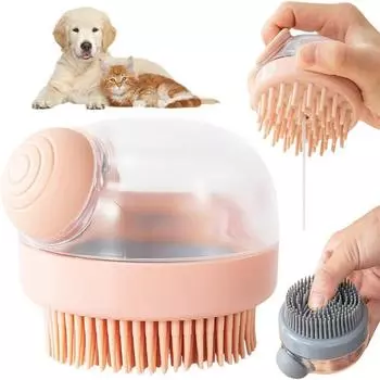 Массажная щетка для ванны для ухода за домашними животными, щетка для ванны для собак и кошек, дозатор для массажа шампуня для домашних животных, щетка для душа для ухода за домашними животными, дозатор для массажа шампуня для ванны, щетка для душа розовы