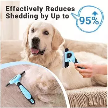 Pet Grooming Brush Removable Pet Hair Cleaning Comb Pet Grooming Multifunctional Comb Pet Knotting Comb Easy To Use for Cat Dog синий