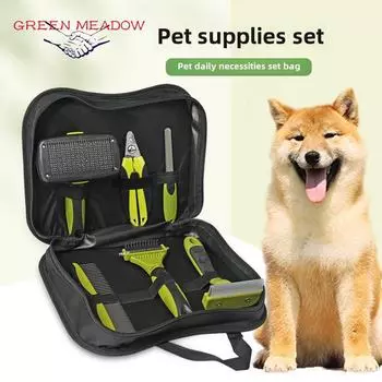 Pet Grooming Set: Detangling Comb, Straight Comb, Nail Clippers, File, Hair Removal Knife, Hair Removal Comb - 6 Pieces 92533 92571