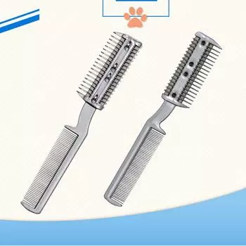 Pet Hair Removal Brush Manual Razor And Comb For Trimming Cat And Dog Hair Cleaning And Care With 2 Blades серебряный