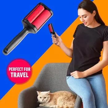 Ролик для удаления шерсти домашних животных с двумя роликами и эргономичной ручкой, простой в использовании, многоразовый