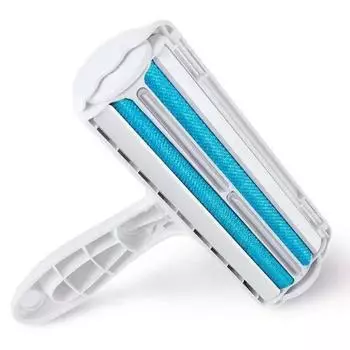 Pet Hair Roller Reusable Plastic Fur Roller Self-Cleaning Cotton Wool Removal Comb Epilator Fleece Cleaning Brush Pet Dog Cat синий