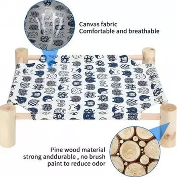 Pet Hammock Durable Cat Bed Four Seasons Universal Removable Washable Solid Wood Kennel Litter Dog Cat Hammock House Supplies