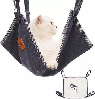 Pet Hammock for Cats Cage 50x45cm Up to 10 kg All Seasons Reversible Length Adjustable Good Chewing Resistance Easy to Remove Hair Washable Double