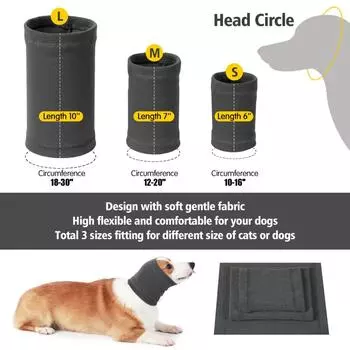 Pet Hoodz Hat для собак Anxiety Grooming Ears Наушники Pet Anti-Sock Шумозащитные Теплые наушники для ухода за домашними животными Тюрбан Шапки для собак Аксессуары S серый