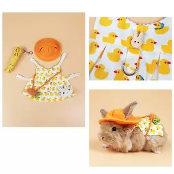 Pet Кролик Одежда желтая утка небольшой животный Harness Leash Vest плечо Сумки Шляпа Набор для феррет кролика хомяка щенка котенок M