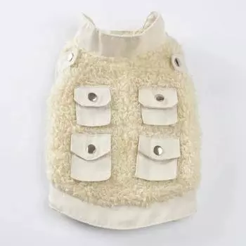 Pet Lamb Fleece Coat Dog Cat Clothing Autumn Winter Two Legged Clothing Metal Snap Button Wool Pocket Coat Designer Dog Clothes XS