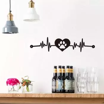 Pet Lovers Heartbeat Metal Sign Unique Wall Decor for Home, Garden, Office | Perfect Sculpture for Bedroom & Living Room Accent светло-серый