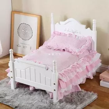Pet Luxury Princess Bed Sofa Nest - Подушка для дивана, будка для собак, кошек, принадлежности, съемная моющаяся розовая деревянная кровать для щенков 84 63 55CM
