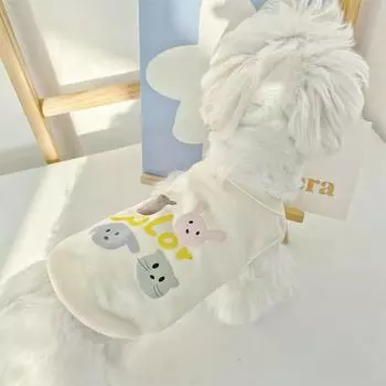 Pet Маленькая собака Мультфильм Пижама Щенок Кошка Пальто Одежда Весна S белый