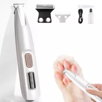 Pet Micro Precision Trimmer, перезаряжаемый беспроводный триммер для лап собак с низким уровнем шума и светодиодной подсветкой, многофункциональные машинки для стрижки домашних животных для глаз, ушей, лица