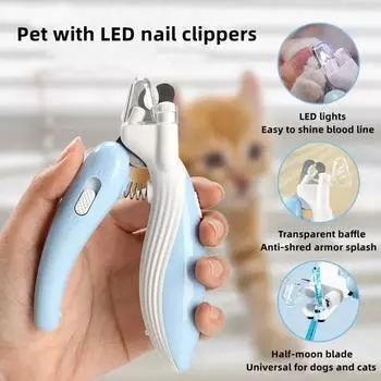 Pet nail clippers Dog Cat Nail Trimmer Labor-Saving Convenient LED electric nail grinder dog grooming supplies
