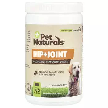 Pet Naturals, Hip Plus Joint, для собак и кошек, 160 жевательных таблеток, 240 г (8,46 унции)