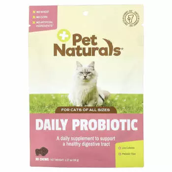Pet Naturals Пробиотик Daily, для кошек, все размеры, 30 жевательных таблеток, 1,27 унции (36 г)