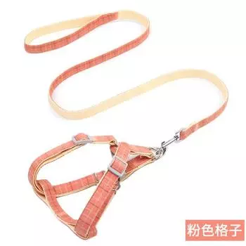 Pet new chest strap walking dog leash dog Korean version striped plaid cat collar dog leash spot S-1.0 (suitable for 3-4 kg)