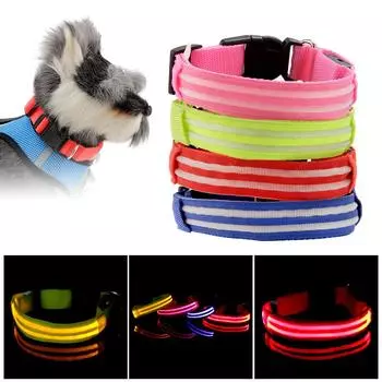 Pet Night Перезаряжаемый Регулируемый Световой Ошейник Для Щенков Собака M синий