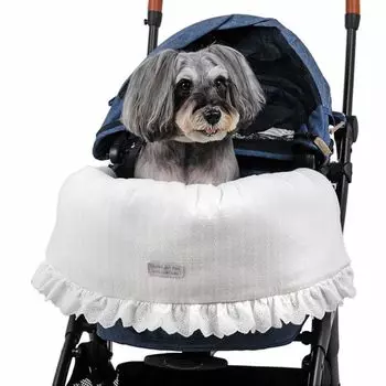 Pet Paradise Dog Pet Cart Summer Cool Touch Cart Cushion Pattern Toile de Jouy White