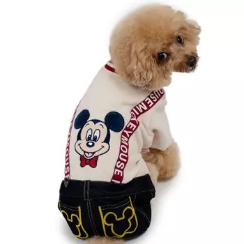 Pet Paradise Одежда для собак Зимние штаны Disney с подтяжками Комбинезон Disney Mickey Bow Tie 3S Осень/Зима чёрный
