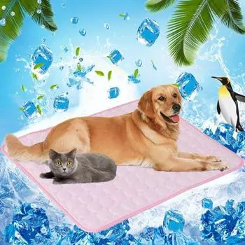 Pet Park Summer Pet Dog Cat Самоохлаждающийся коврик Теплоотводящая сетчатая кровать Подушка для сна M розовый