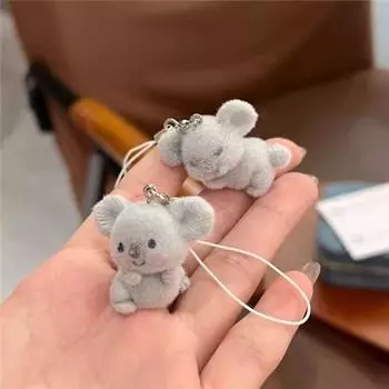 Pet Pendant Koala Animal Keychains Bag Charm Koala Key Ring 3D Flocking Pendant Car Key Ring Style 1
