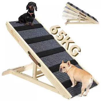Pet Pet Pawaboo для регулируемых деревянных 4 ступенек Ширина пространства Легко для пожилых собак Уклон, Шаг, Домашние животные, Собаки, Уклон, Высота, Шаги, Устойчивый,