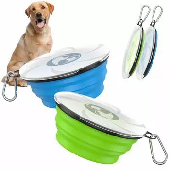 Pet Pet Silicone Pawaboo Portable Pet Water Supply Feeding Watering Includes Leak Carabiner Compact For Medium Small Going Pet Travel Pet 2 Pieces set